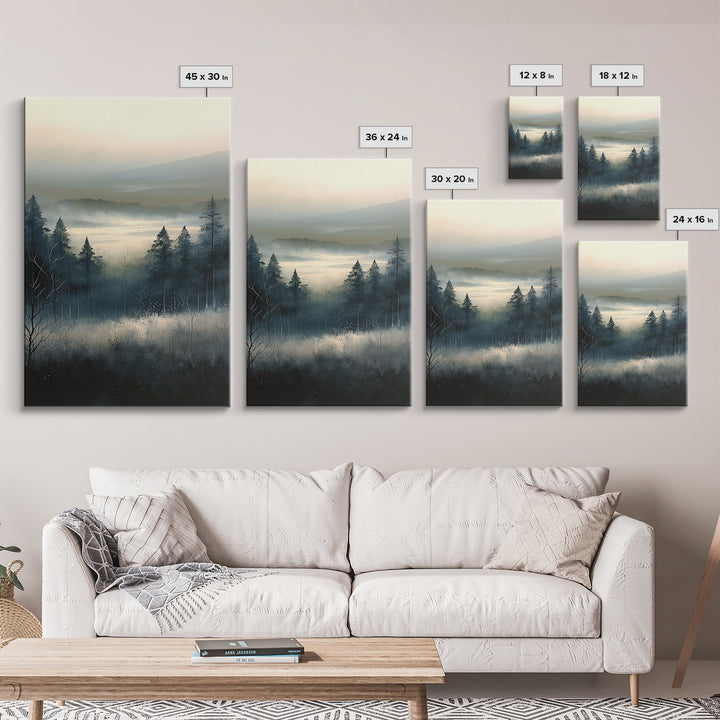 Elegant Ink Wash Landscape Framed Canvas Print, General Fine Art, Wall Decor, Living Room Decor, Fine Art, Original Painting, GEN-2x3-100