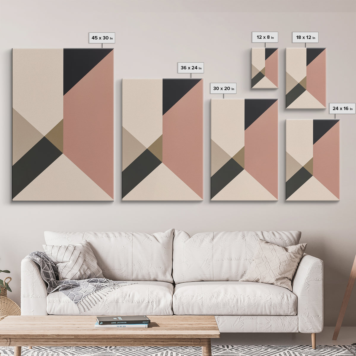 Modern Geometric Composition Framed Canvas Print, General Fine Art, Home Decor, Living Room Decor, Abstract Art, GEN-2x3-18