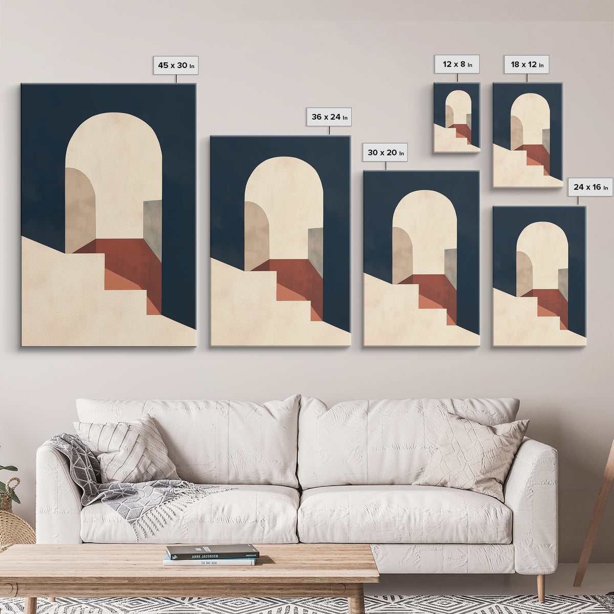Monochrome Architectural Arch Composition Framed Canvas Print, General Fine Art, Canvas, Living Room Decor, Oil Painting, GEN-2x3-20