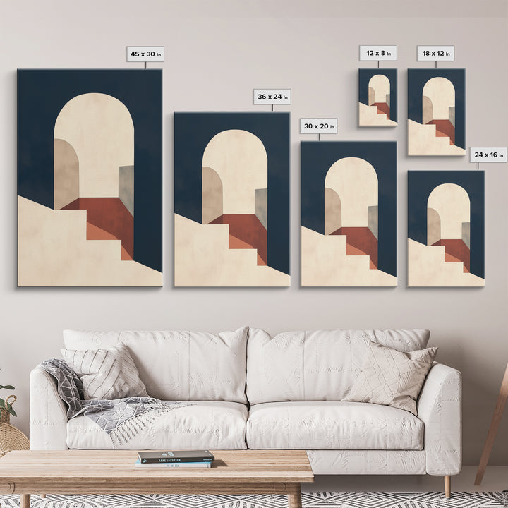 Monochrome Architectural Arch Composition Framed Canvas Print, General Fine Art, Canvas, Living Room Decor, Oil Painting, GEN-2x3-20