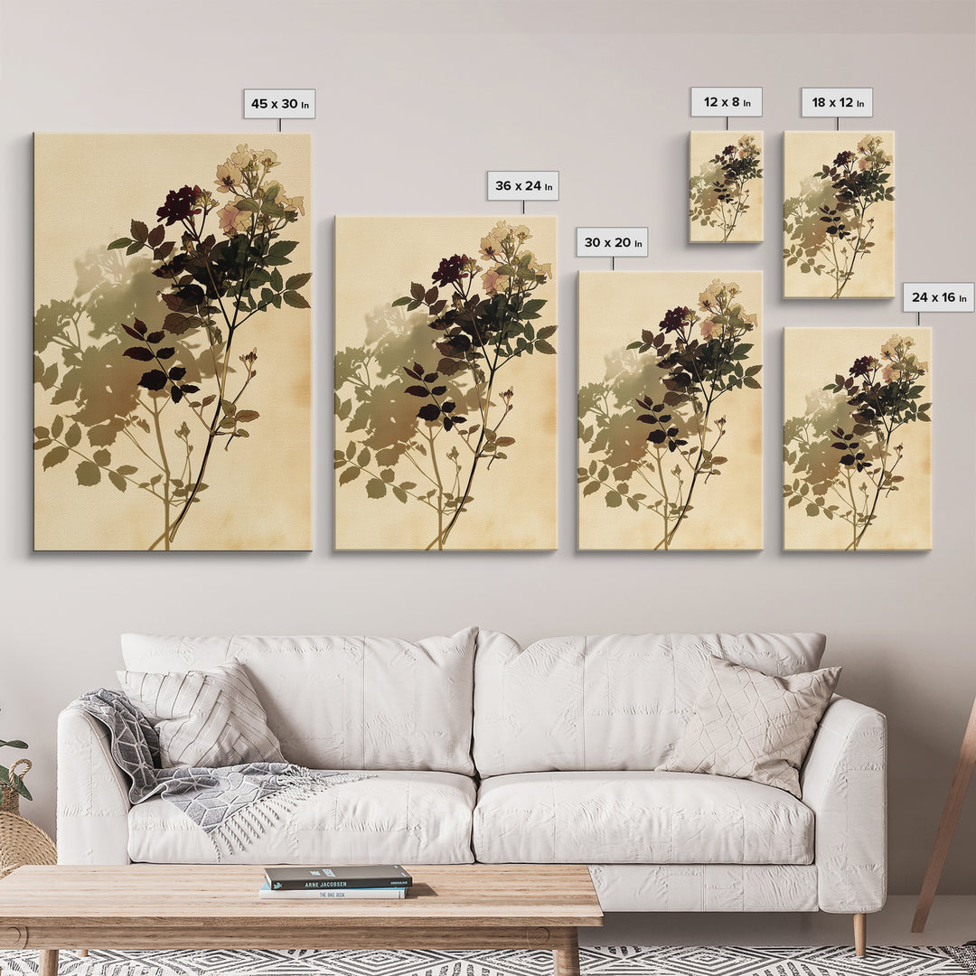 Botanical Silhouette Series Canvas Print, General Fine Art, Print, Living Room Decor, Watercolor Art, Art Deco, GEN-2x3-29