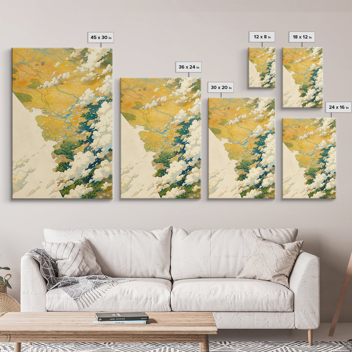 Quiet Abstract River Shape Canvas Print, General Fine Art, Statement Artwork, Living Room Decor, Abstract Art, GEN-2x3-32