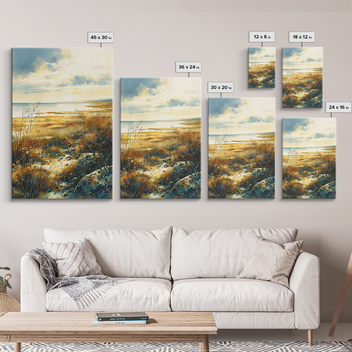 Quiet Abstract Landscape Framed Canvas Print, General Fine Art, Wall Art Prints, Living Room Decor, Watercolor Art, GEN-2x3-33