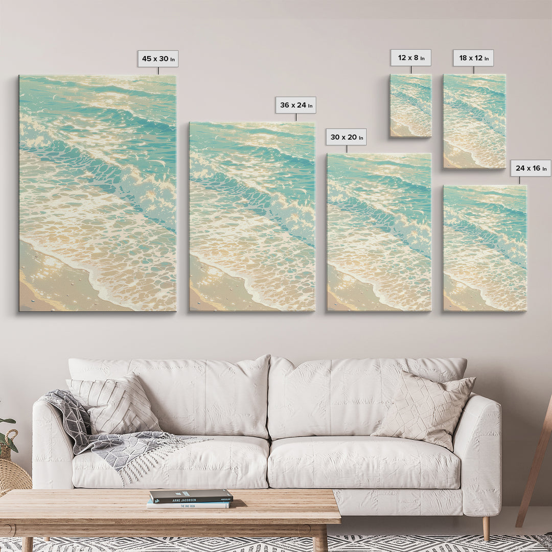 Coastal Water Study Framed Canvas Print, General Fine Art, Art Print, Living Room Decor, Fine Art, Original Art, GEN-2x3-37