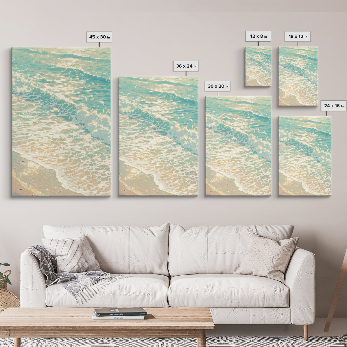 Coastal Water Study Framed Canvas Print, General Fine Art, Art Print, Living Room Decor, Fine Art, Original Art, GEN-2x3-37