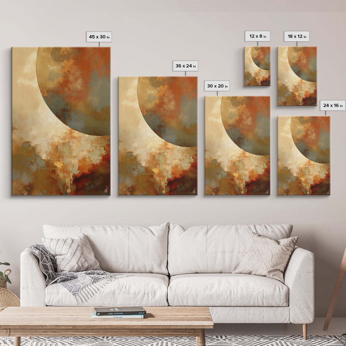 Warm Terracotta Abstract Framed Canvas Print, General Fine Art, Painting, Living Room Decor, Abstract Art, Oil Painting, GEN-2x3-38