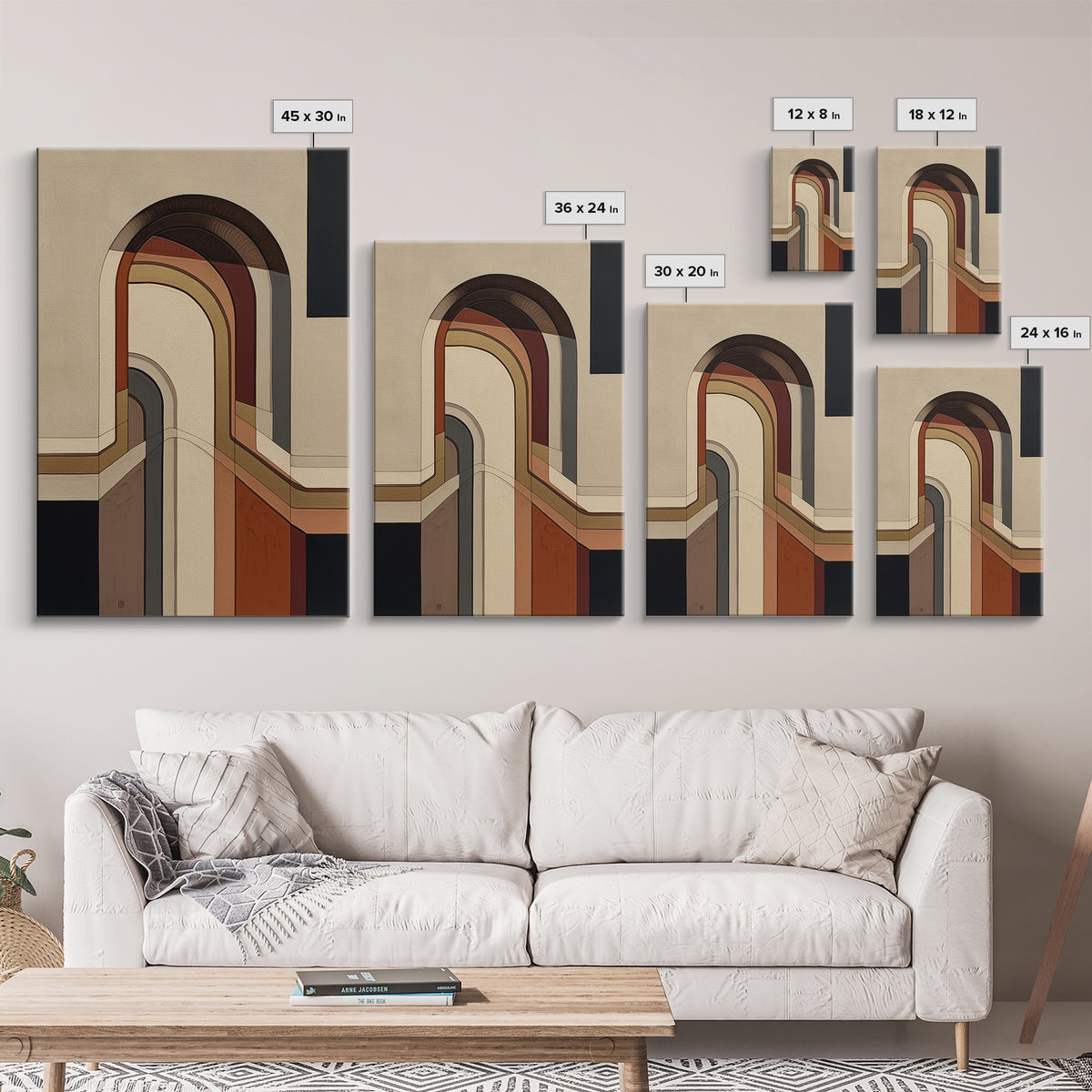 Monochrome Architectural Arch Composition Canvas Print, General Fine Art, Luxury Decor, Living Room Decor, Wall Art Prints, GEN-2x3-44