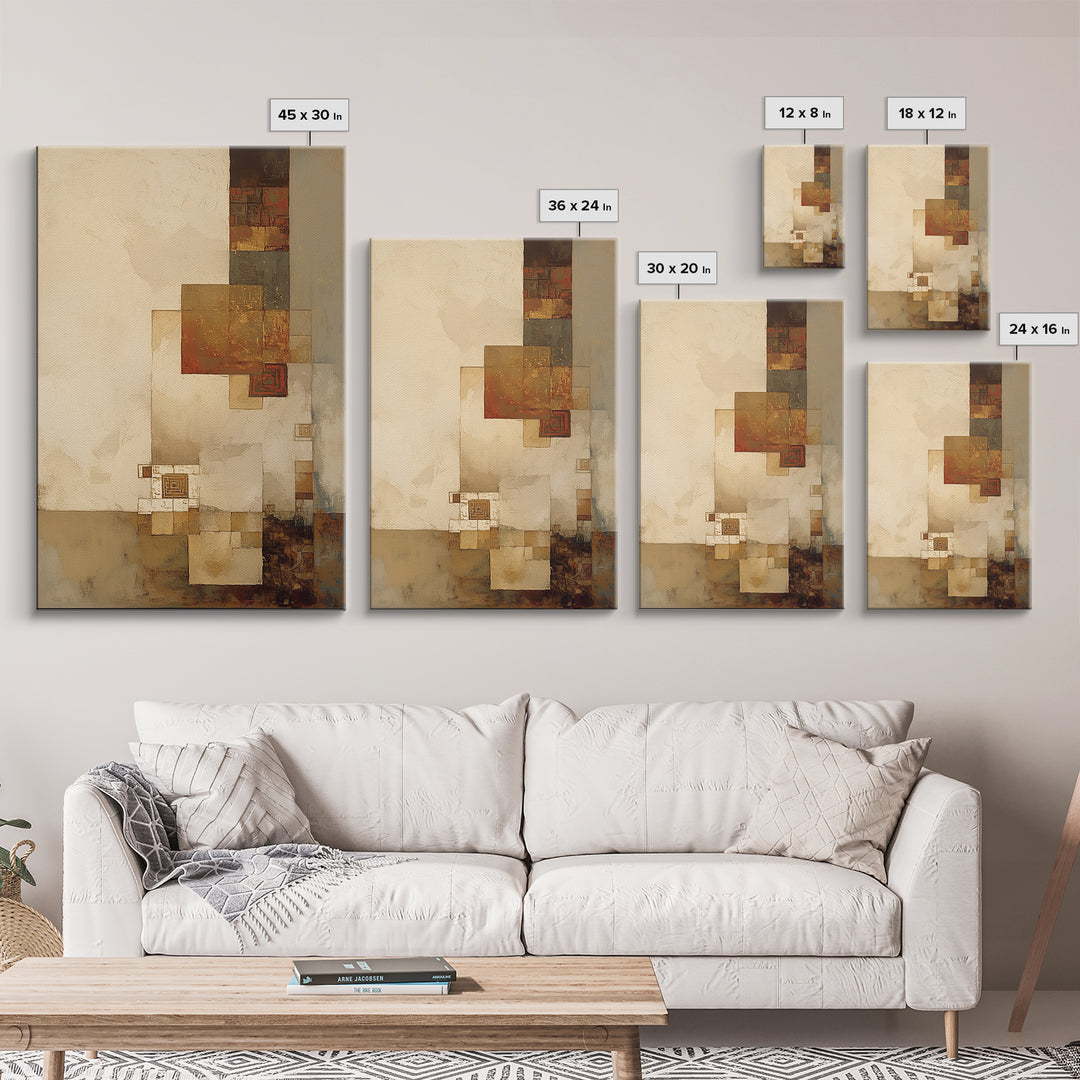 Earthy Plaster Texture Abstract Framed Canvas Print, General Fine Art, Digital Art, Living Room Decor, Fine Art, GEN-2x3-47