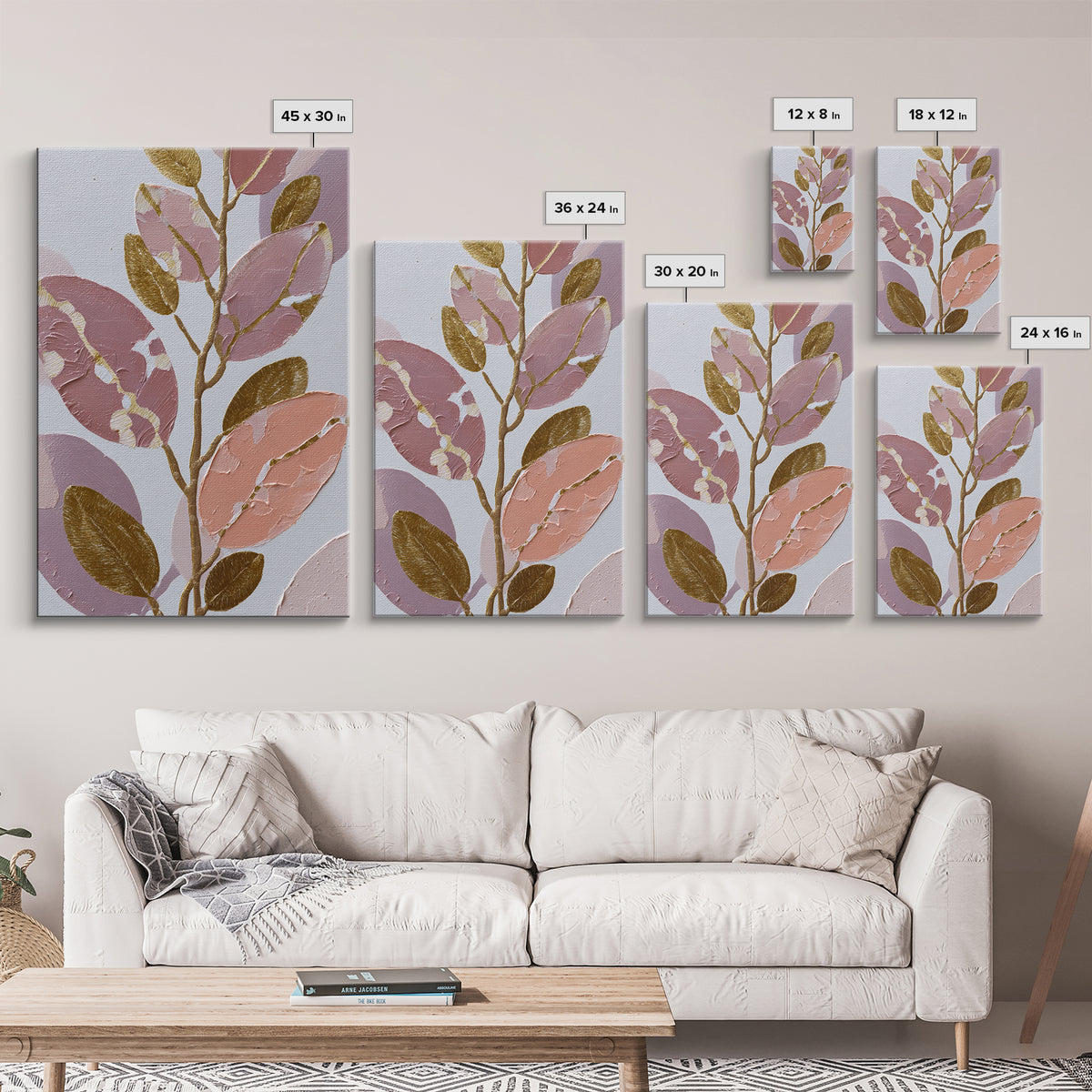 Botanical Silhouette Series Canvas Print, General Fine Art, Print, Living Room Decor, Watercolor Art, Art Deco, GEN-2x3-5