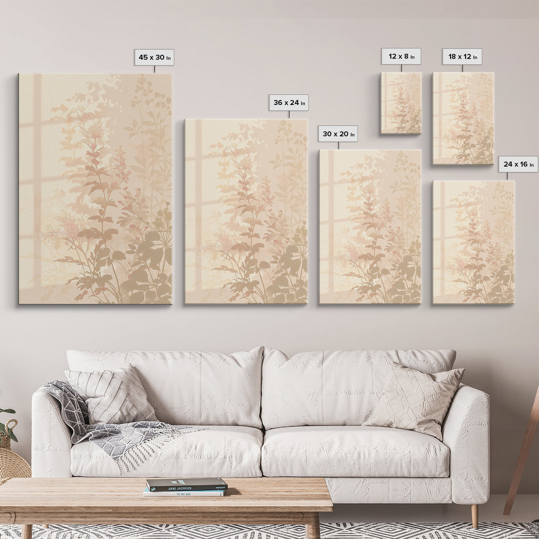 Botanical Silhouette Series Framed Canvas Print, General Fine Art, Canvas, Living Room Decor, Watercolor Art, GEN-2x3-53