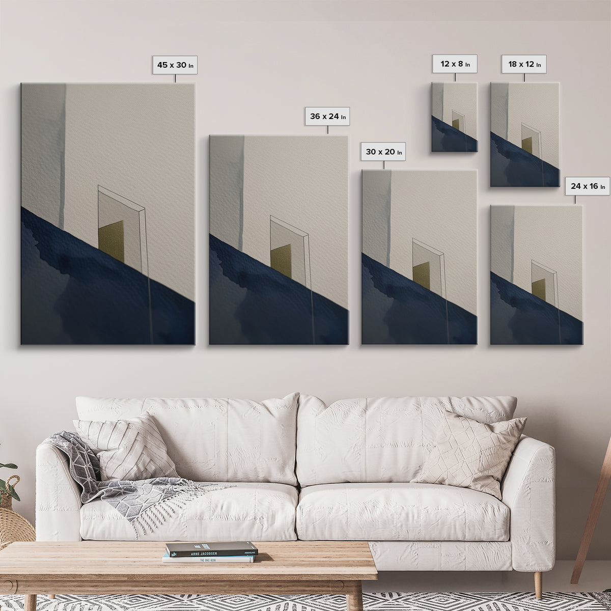 Minimal Black Line Figure on Textured Paper Framed Canvas Print, General Fine Art, Canvas, Living Room Decor, Oil Painting, GEN-2x3-59