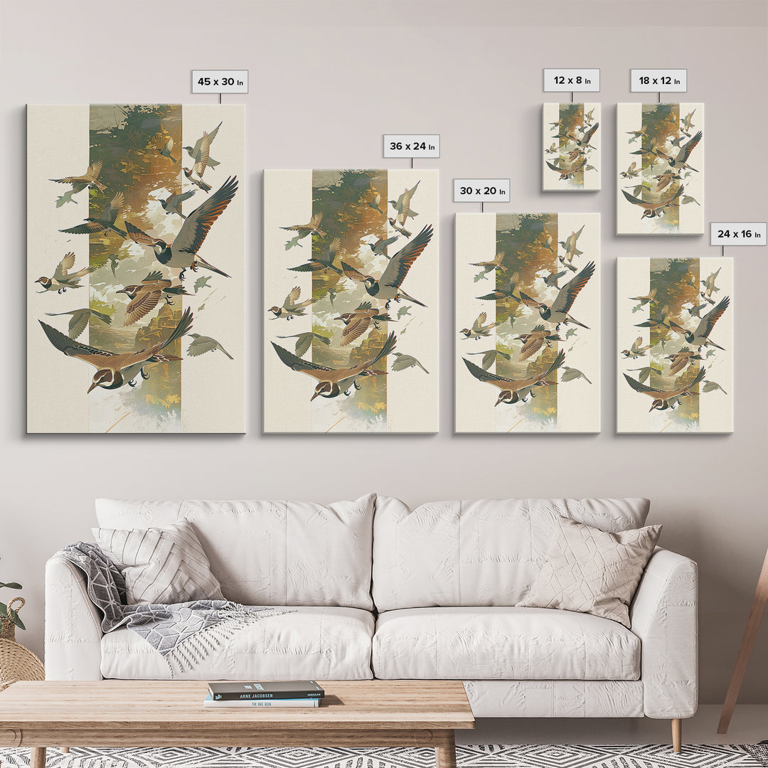 Minimal Birds in Flight over an Open Framed Canvas Print, General Fine Art, Minimalist Decor, Living Room Decor, Fine Art, GEN-2x3-6