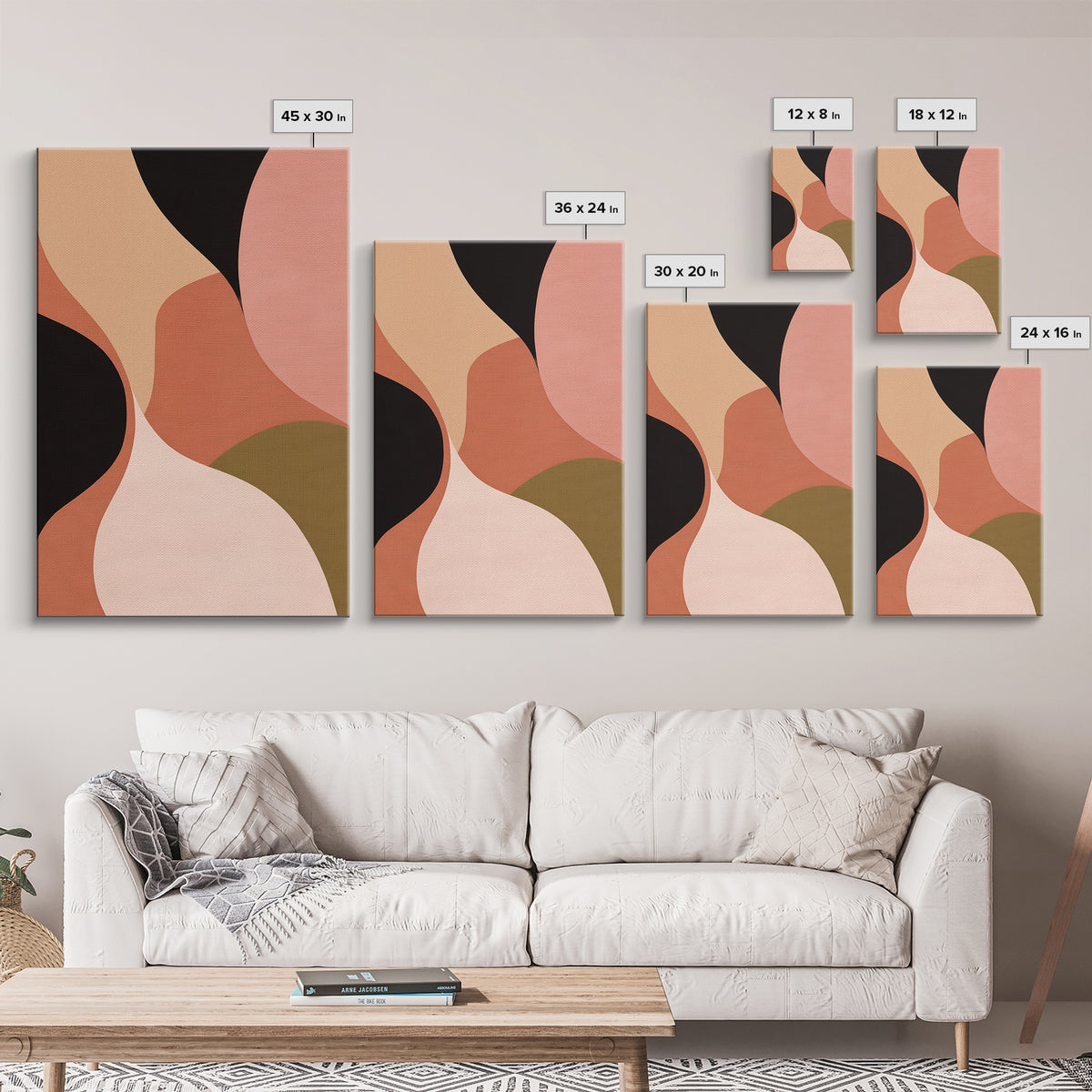 Warm Terracotta Abstract Canvas Print, General Fine Art, Digital Art, Living Room Decor, Fine Art, Art Nouveau, GEN-2x3-62