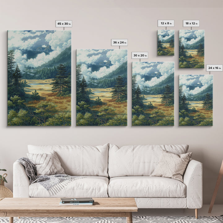 Moody Forest Clearing Framed Canvas Print, General Fine Art, Wall Decor, Living Room Decor, Fine Art, Original Painting, GEN-2x3-64