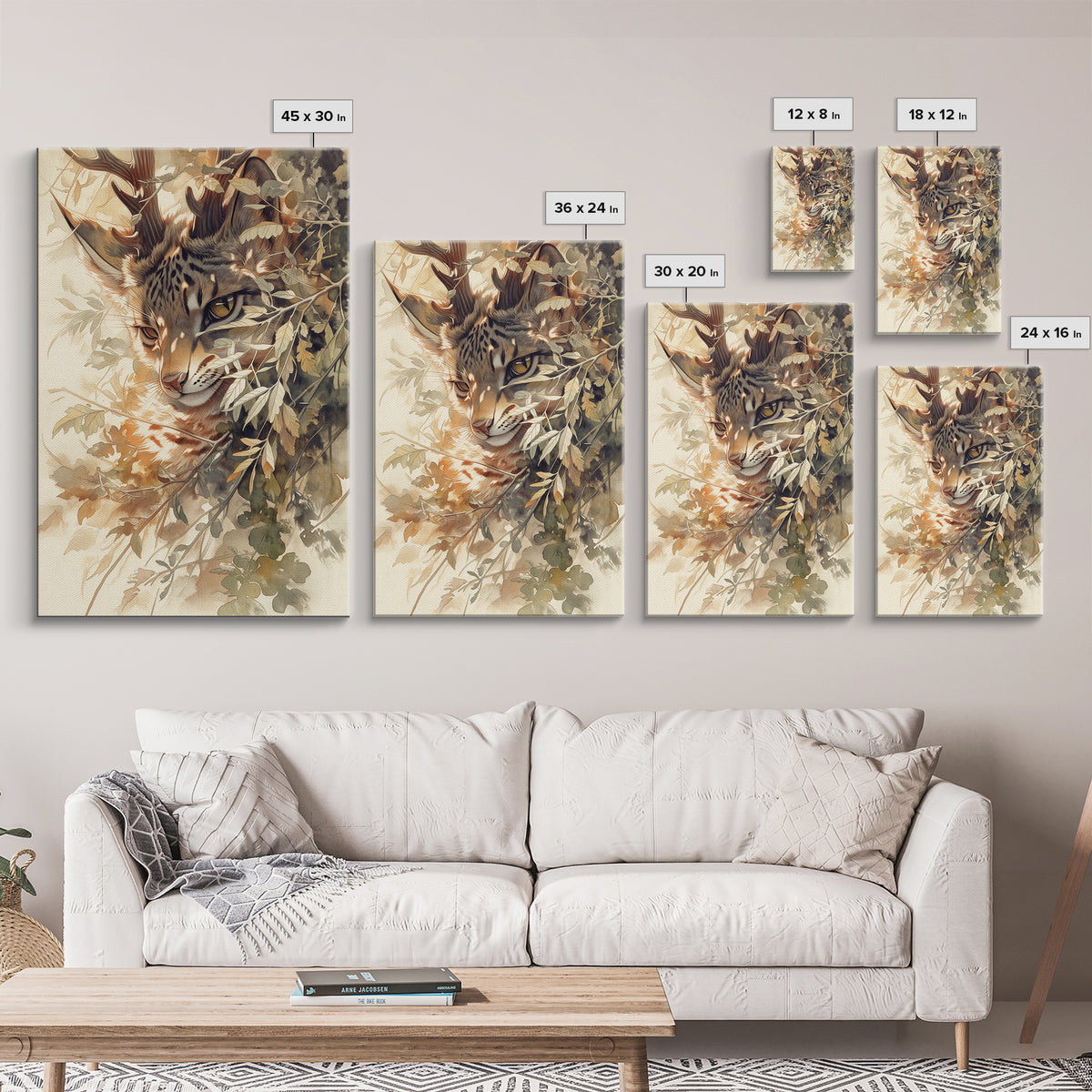 Soft Watercolor Branch Study Canvas Print, General Fine Art, Mid Century Modern, Living Room Decor, Fine Art, GEN-2x3-67