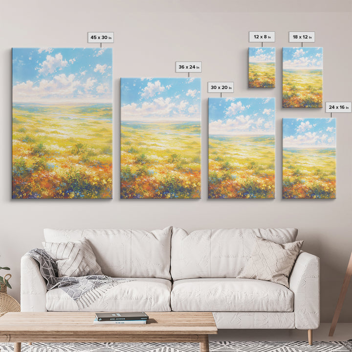 Sunlit Meadow with Loose Impressionist Brushwork Canvas Print, General Fine Art, Digital Prints, Living Room Decor, GEN-2x3-70