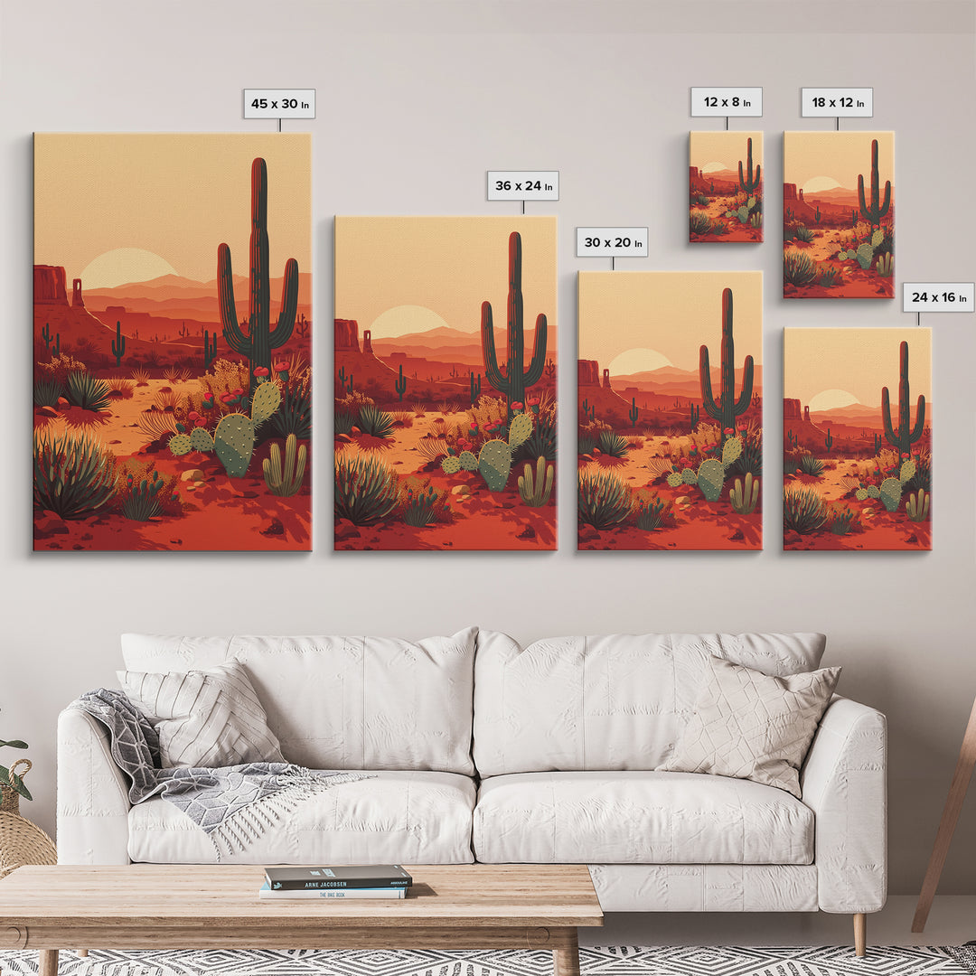 Serene Desert Horizon Framed Canvas Print, General Fine Art, Digital Wall Art, Living Room Decor, Fine Art, Neutral Decor, GEN-2x3-73