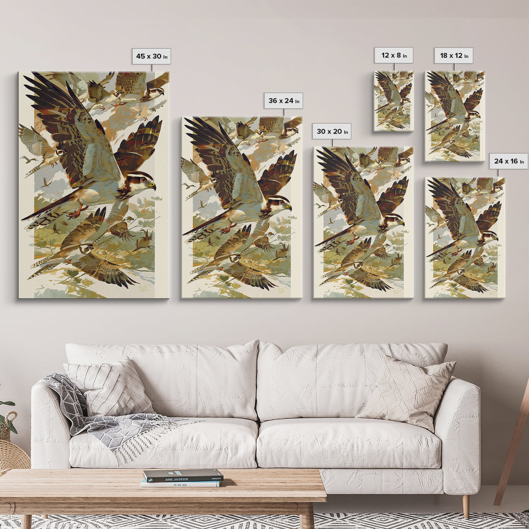 Minimal Birds in Flight over an Open Framed Canvas Print, General Fine Art, Art Prints, Living Room Decor, Fine Art, GEN-2x3-78