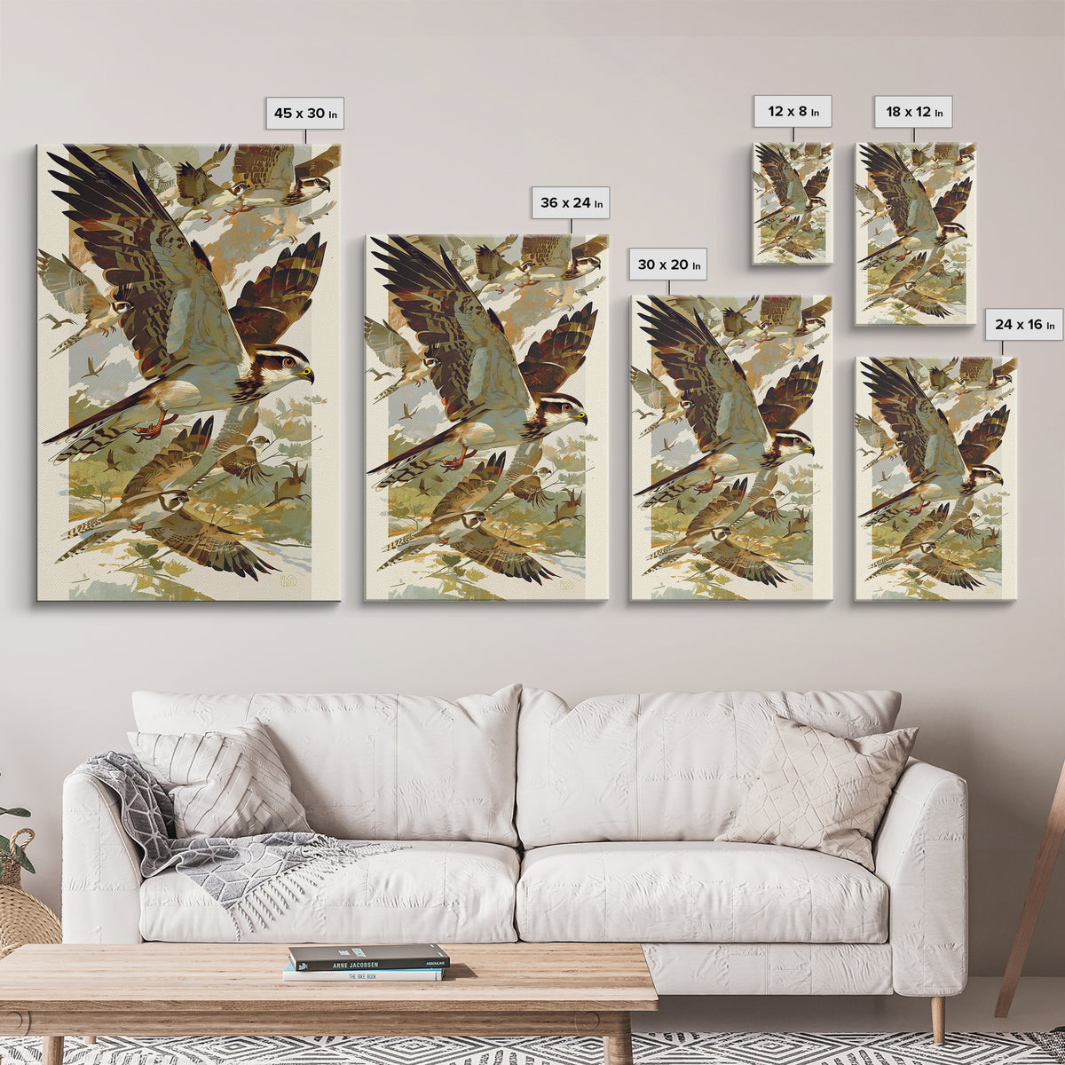 Minimal Birds in Flight over an Open Framed Canvas Print, General Fine Art, Art Prints, Living Room Decor, Fine Art, GEN-2x3-78