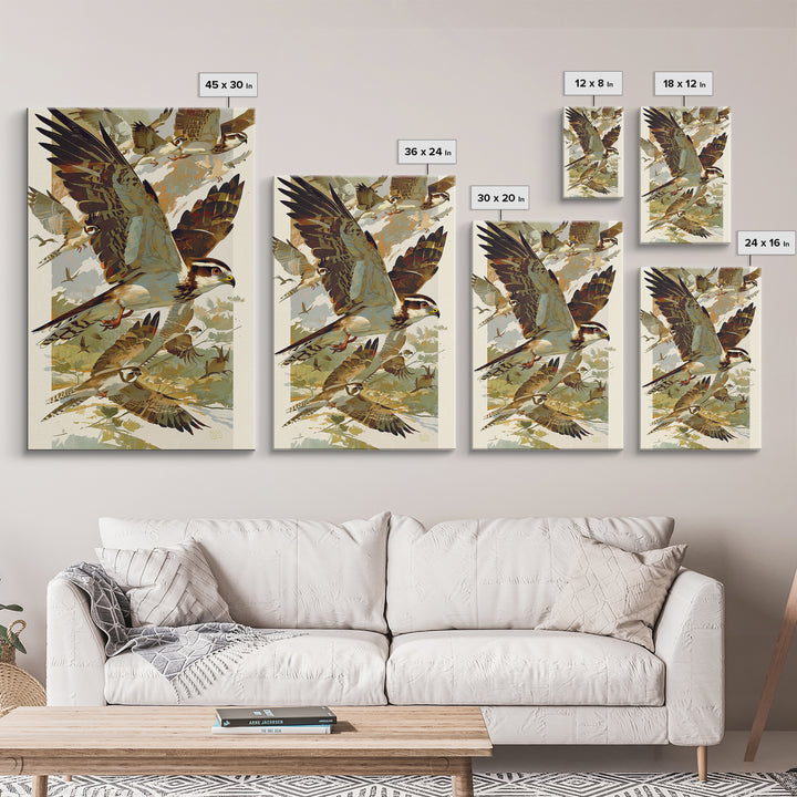 Minimal Birds in Flight over an Open Framed Canvas Print, General Fine Art, Art Prints, Living Room Decor, Fine Art, GEN-2x3-78