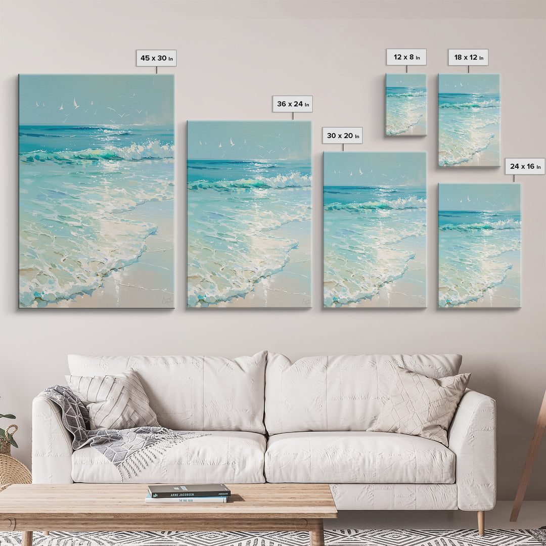 Coastal Water Study Framed Canvas Print, General Fine Art, Wall Hanging, Living Room Decor, Fine Art, Statement Artwork, GEN-2x3-85
