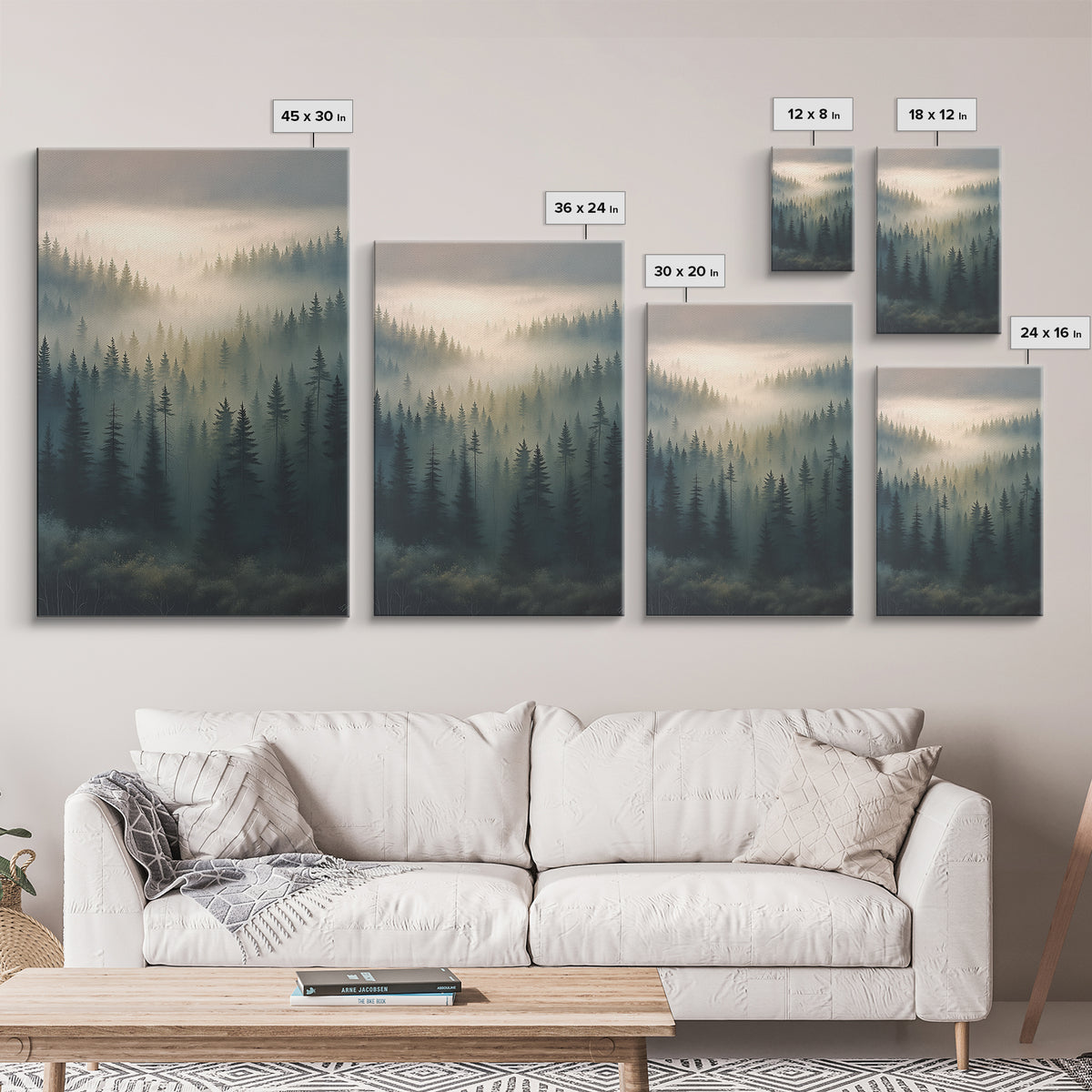 Moody Forest Clearing Framed Canvas Print, General Fine Art, Mid Century Modern, Living Room Decor, Fine Art, GEN-2x3-88