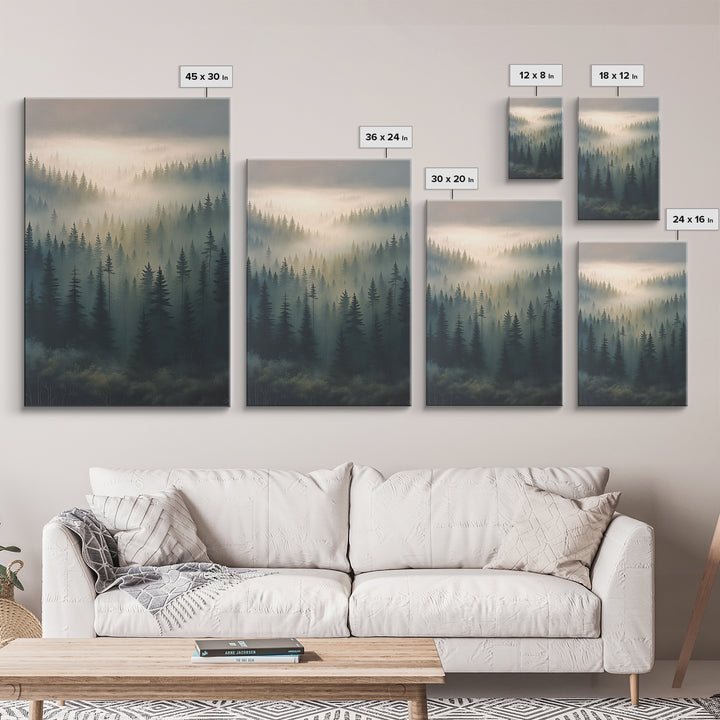 Moody Forest Clearing Framed Canvas Print, General Fine Art, Mid Century Modern, Living Room Decor, Fine Art, GEN-2x3-88