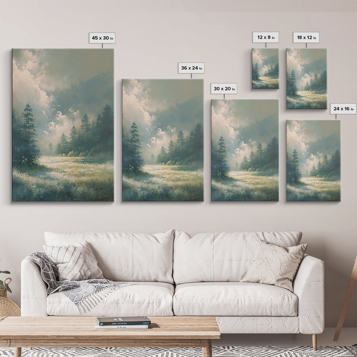 Sunlit Meadow with Loose Impressionist Brushwork Canvas Print, General Fine Art, Printable Wall Art, Living Room Decor, GEN-2x3-94