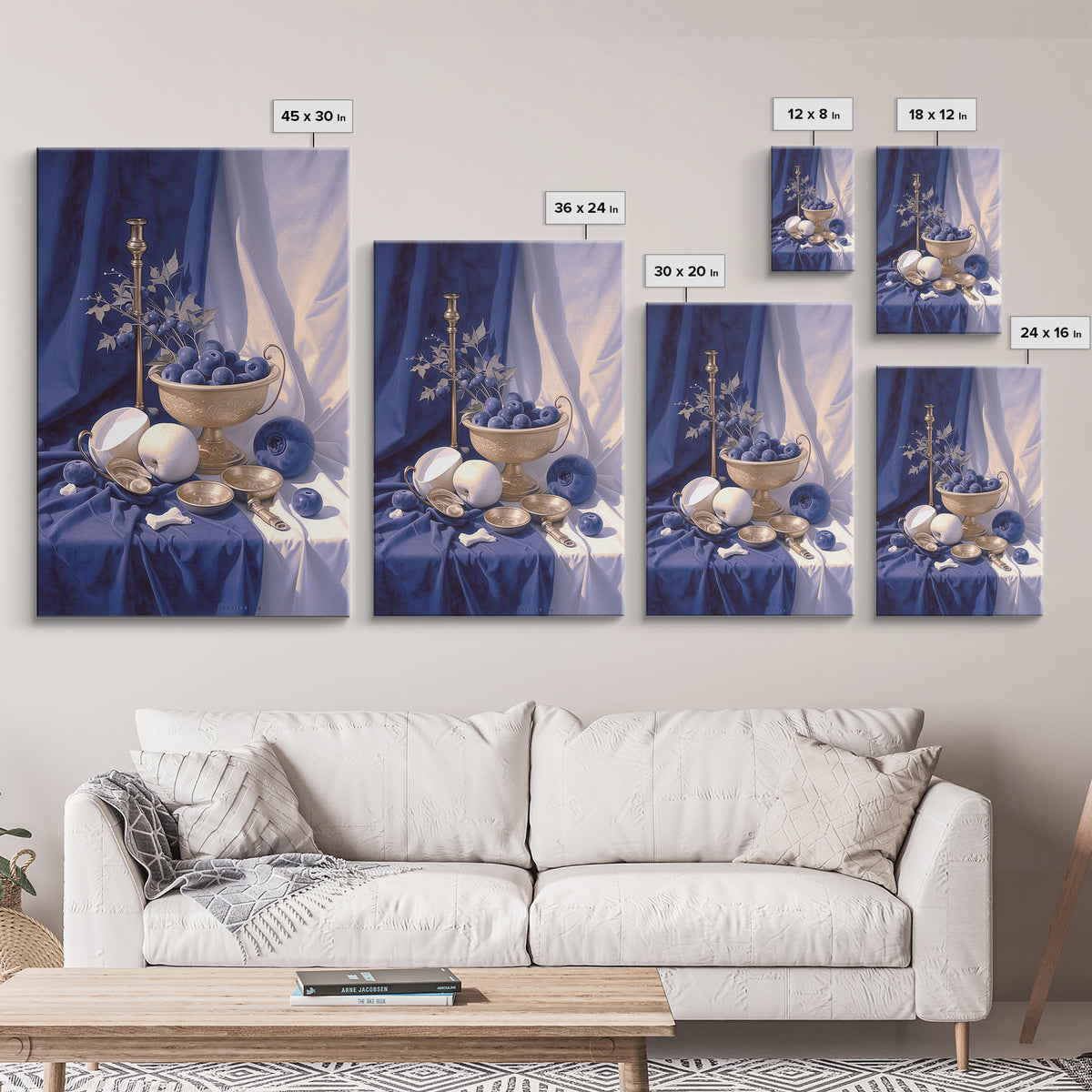 Simple Still Life of Fruit and Linen Canvas Print, General Fine Art, Oil Painting, Living Room Decor, Abstract Art, GEN-2x3-96