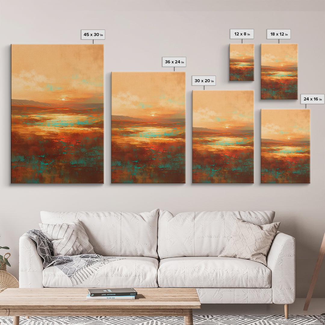 Serene Desert Horizon Framed Canvas Print, General Fine Art, Digital Wall Art, Living Room Decor, Fine Art, Neutral Decor, GEN-2x3-97