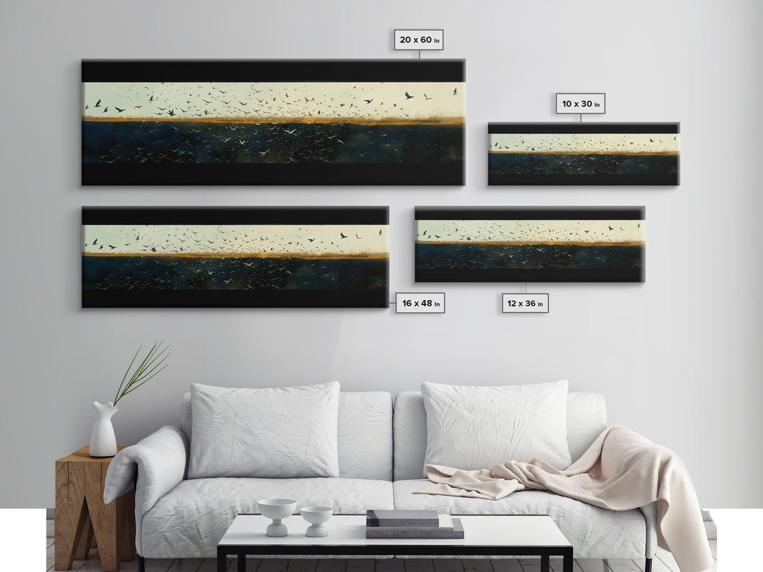 Minimal Birds in Flight over an Open Canvas Print, General Fine Art, Modern Decor, Living Room Decor, Fine Art, GEN-3x1-14