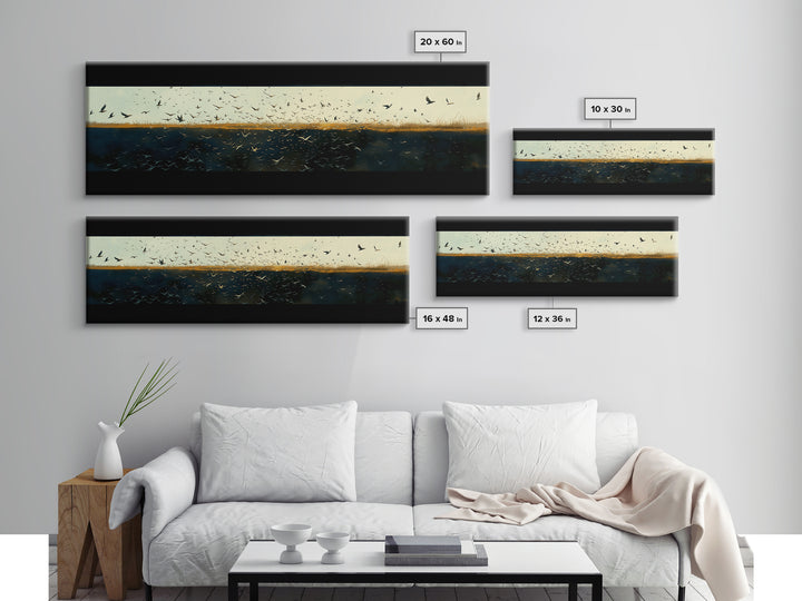 Minimal Birds in Flight over an Open Canvas Print, General Fine Art, Modern Decor, Living Room Decor, Fine Art, GEN-3x1-14