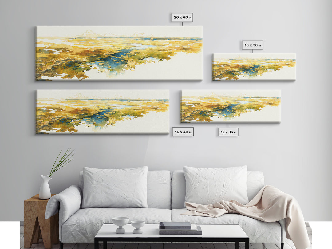 Quiet Abstract River Shape Canvas Print, General Fine Art, Large Wall Art, Living Room Decor, Abstract Art, Modern Decor, GEN-3x1-16