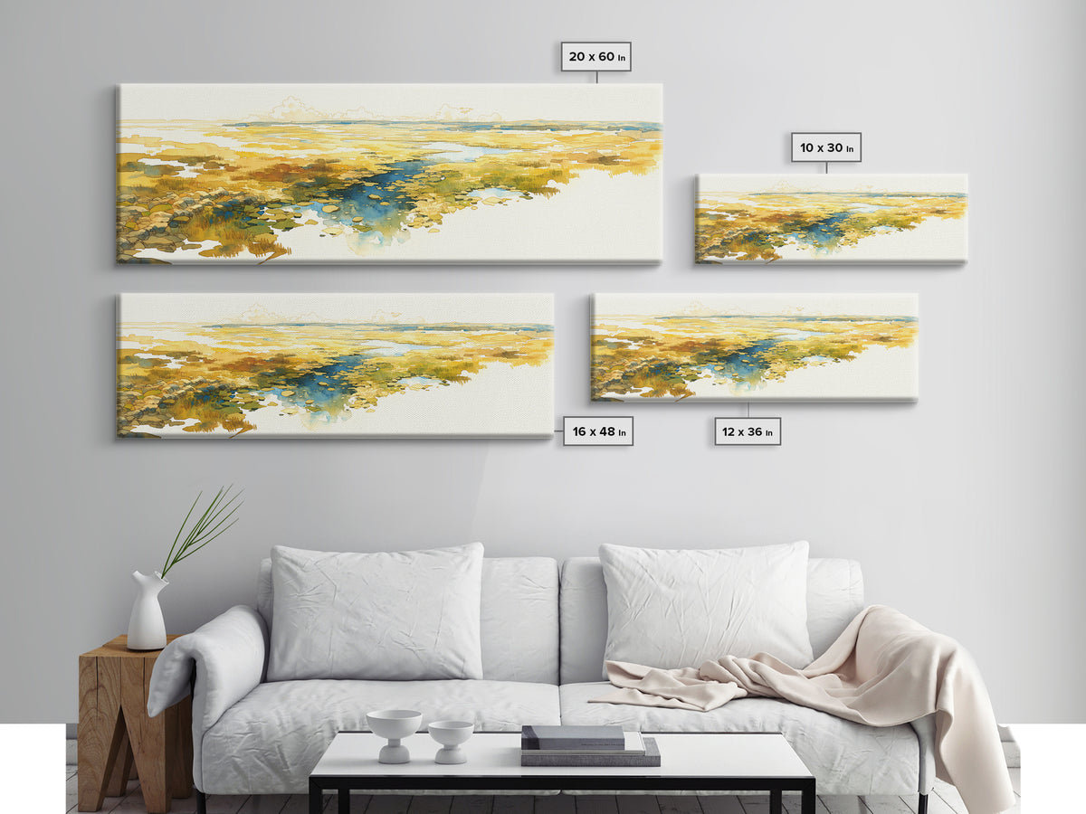 Quiet Abstract River Shape Canvas Print, General Fine Art, Large Wall Art, Living Room Decor, Abstract Art, Modern Decor, GEN-3x1-16