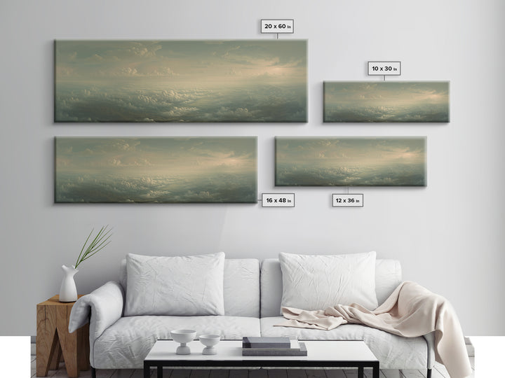 Romantic Cloudscape with Blush and Cream Tones Canvas Print, General Fine Art, Digital Art, Living Room Decor, Abstract Art, GEN-3x1-34