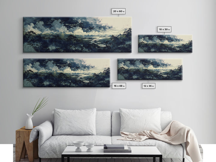 Elegant Ink Wash Landscape Canvas Print, General Fine Art, Gallery Decor, Living Room Decor, Fine Art, Wall Art, GEN-3x1-36