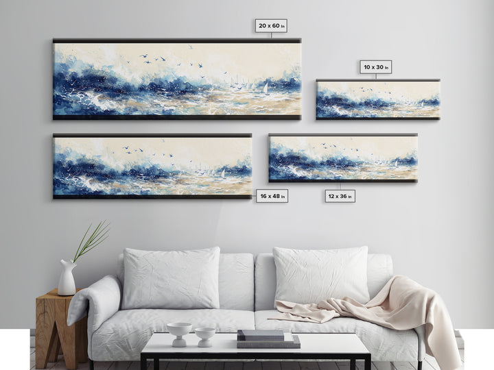 Coastal Water Study Canvas Print, General Fine Art, Framed Wall Art, Living Room Decor, Fine Art, Luxury Decor, GEN-3x1-45