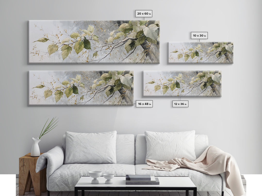Soft Watercolor Branch Study Framed Canvas Print, General Fine Art, Digital Prints, Living Room Decor, Oil Painting, GEN-3x1-51