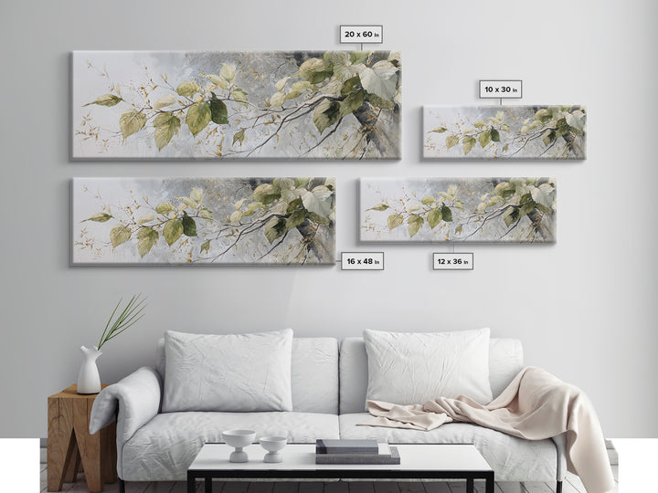 Soft Watercolor Branch Study Framed Canvas Print, General Fine Art, Digital Prints, Living Room Decor, Oil Painting, GEN-3x1-51