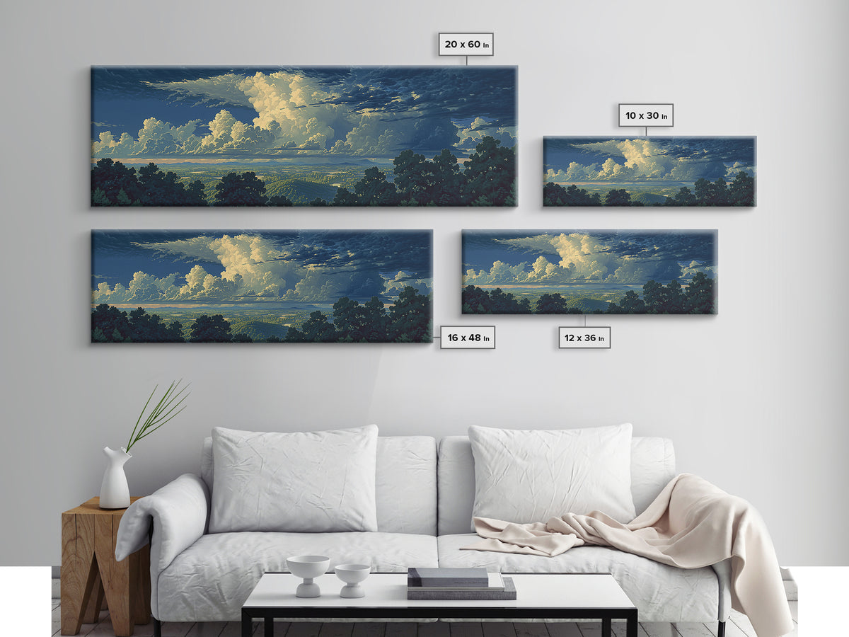 Romantic Cloudscape with Blush and Cream Tones Canvas Print, General Fine Art, Original Painting, Living Room Decor, GEN-3x1-58