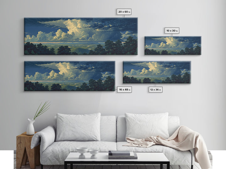 Romantic Cloudscape with Blush and Cream Tones Canvas Print, General Fine Art, Original Painting, Living Room Decor, GEN-3x1-58