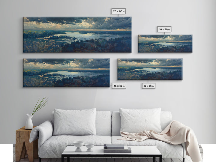 Quiet Abstract River Shape Framed Canvas Print, General Fine Art, Luxury Decor, Living Room Decor, Abstract Art, GEN-3x1-64