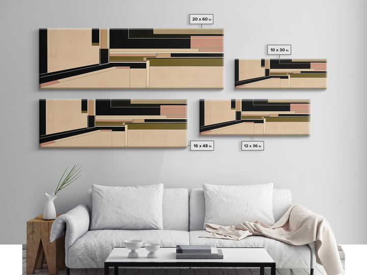 Modern Geometric Composition Framed Canvas Print, General Fine Art, Art Deco, Living Room Decor, Fine Art, Fine Art Print, GEN-3x1-74