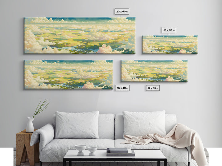 Romantic Cloudscape with Blush and Cream Tones Canvas Print, General Fine Art, Original Painting, Living Room Decor, GEN-3x1-82