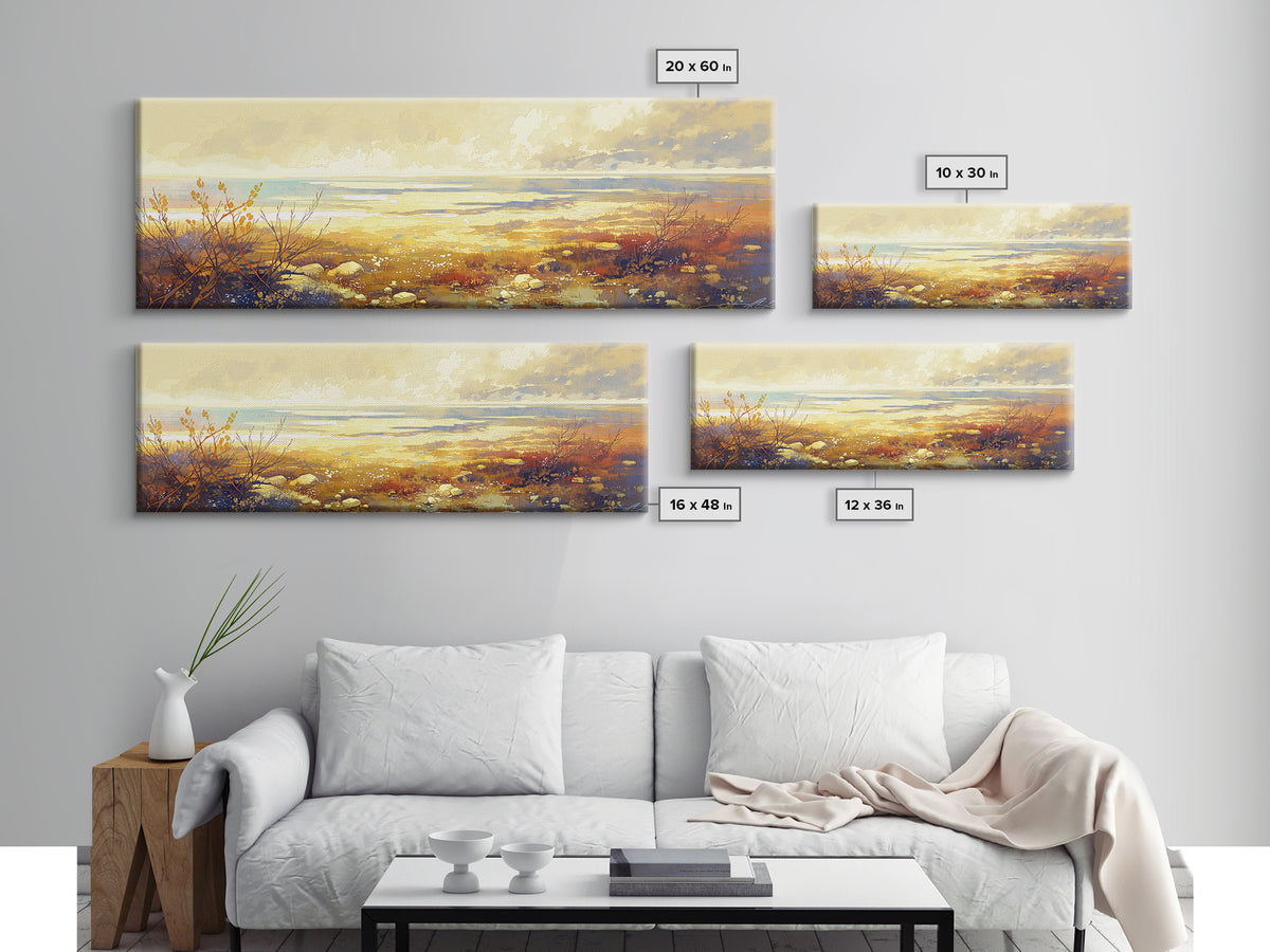 Quiet Abstract Landscape Framed Canvas Print, General Fine Art, Boho Decor, Living Room Decor, Fine Art, Wall Decor, GEN-3x1-89