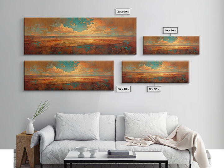 Serene Desert Horizon Framed Canvas Print, General Fine Art, Mid Century Modern, Living Room Decor, Fine Art, GEN-3x1-9