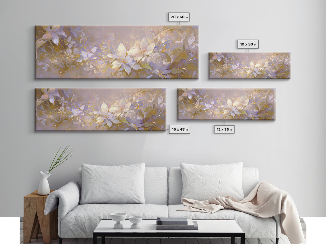 Large Neutral Floral Study Framed Canvas Print, General Fine Art, Framed Wall Art, Living Room Decor, Fine Art, GEN-3x1-90