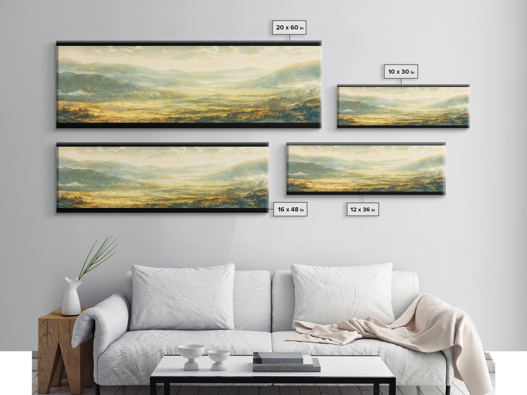 Misty Mountain Valley Canvas Print, General Fine Art, Decor, Living Room Decor, Fine Art, Digital Wall Art, Large Wall Art, GEN-3x1-92