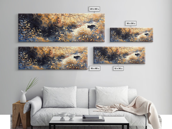 Soft Watercolor Branch Study Framed Canvas Print, General Fine Art, Digital Prints, Living Room Decor, Oil Painting, GEN-3x1-99