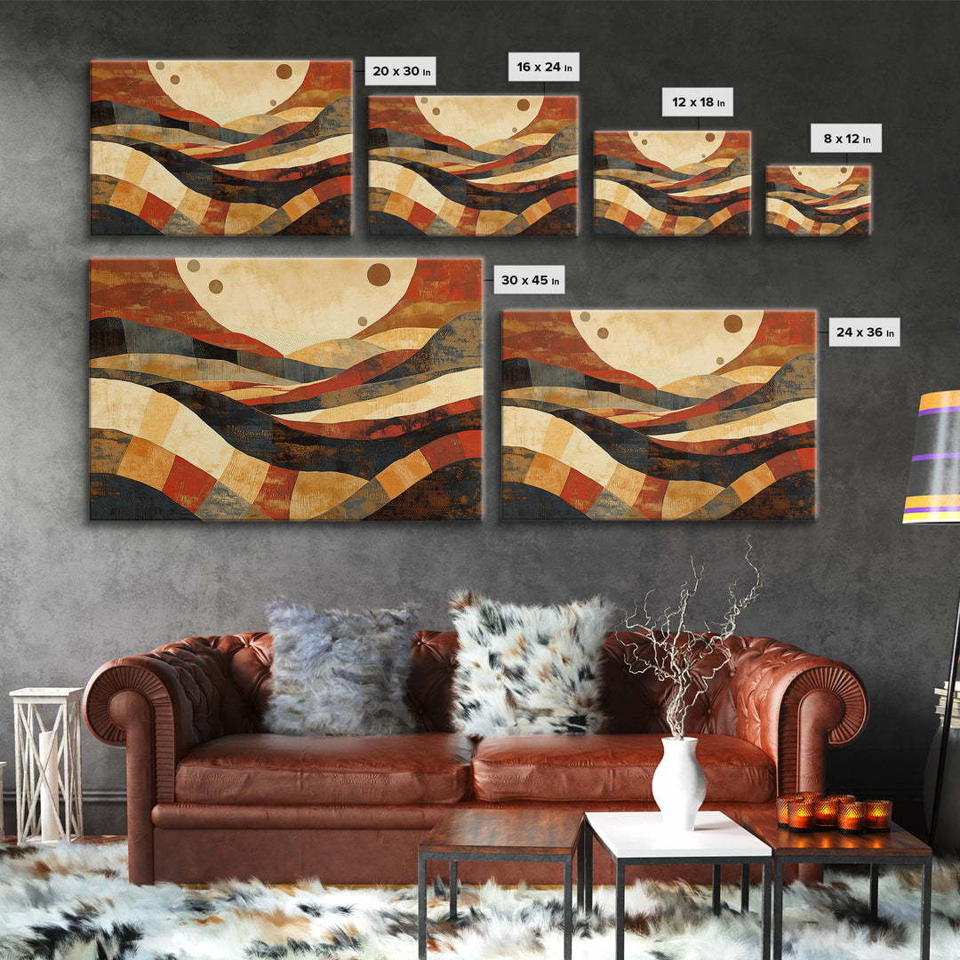 Warm Terracotta Abstract Framed Canvas Print, General Fine Art, Original Painting, Living Room Decor, Fine Art, GEN-3x2-10